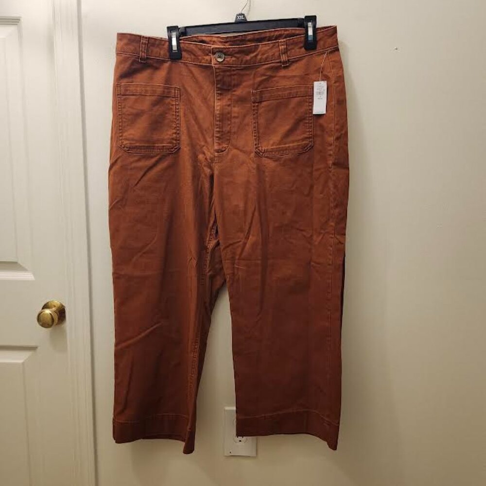 High-Waisted Crop Chino Wide-Leg Pants Size 16 P